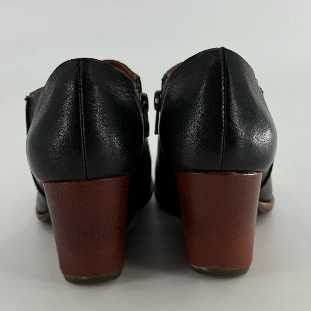 Kork Ease Holmes Black Leather Ankle Boots Booties Two Tone 6‎